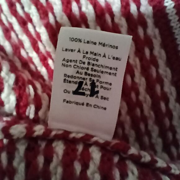 Talbots Merino Wool Small Long Cardigan Sweater Diamond Pattern Red/White - Picture 12 of 13
